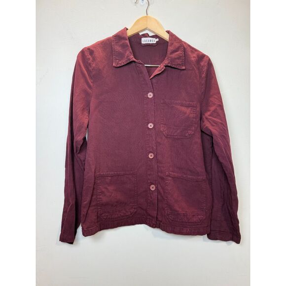 Lacausa Women's Size Small Red Clare Long Sleeve Button-Down Canvas Chore Jacket - Picture 1 of 7